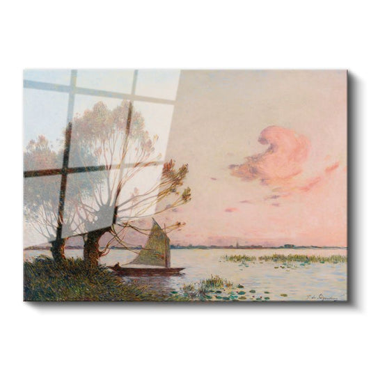 Ferdinand du Puigaudeau - Gün Batımında Göl Manzarası Cam Tablo