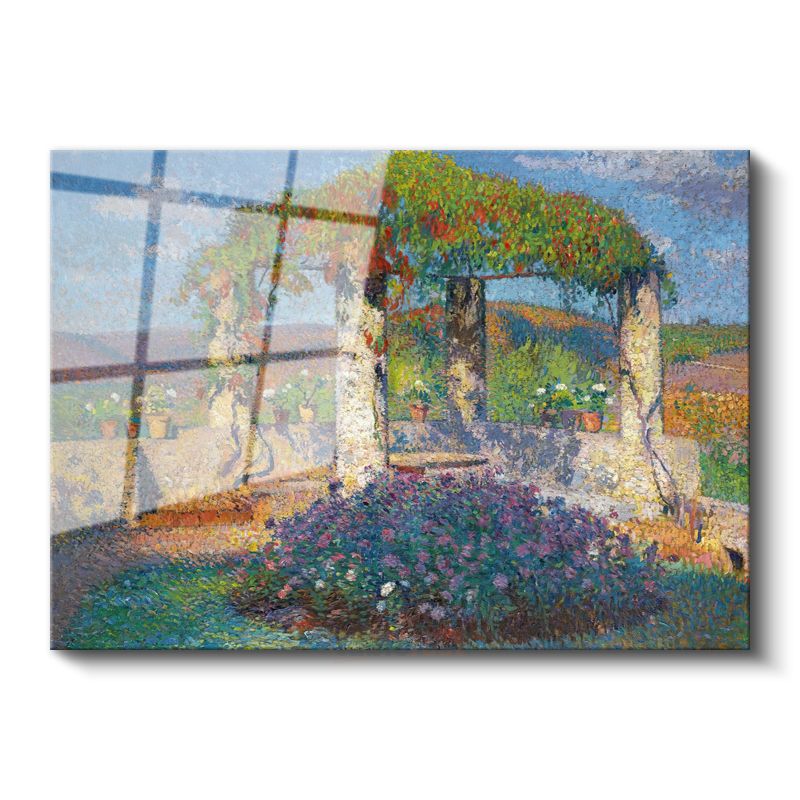 Henri Martin - Çiçekli Bahçe Pergolası Cam Tablo