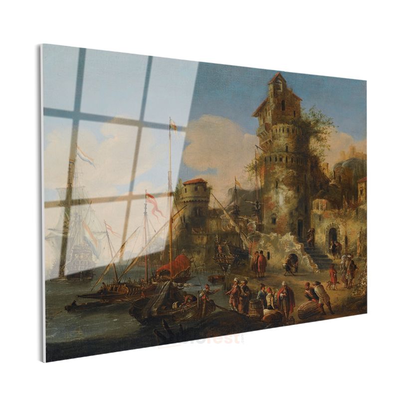 Francesco Guardi - Liman Manzarası Cam Tablo