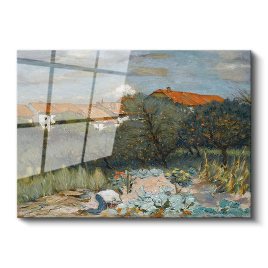 Henri Martin - Kır Bahçesi Manzarası Cam Tablo