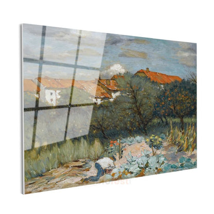 Henri Martin - Kır Bahçesi Manzarası Cam Tablo