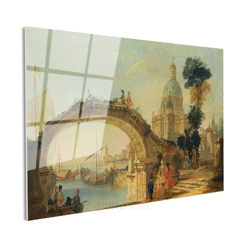 Francesco Guardi - Venedik Köprüsü Cam Tablo