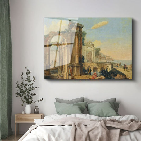 Francesco Guardi - Antik Harabe Manzarası Cam Tablo