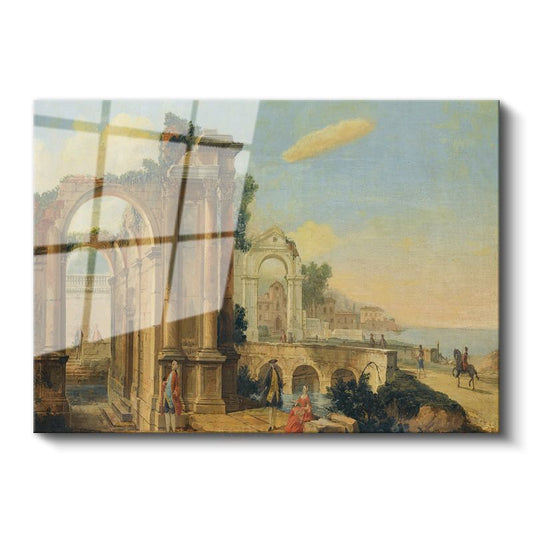 Francesco Guardi - Antik Harabe Manzarası Cam Tablo
