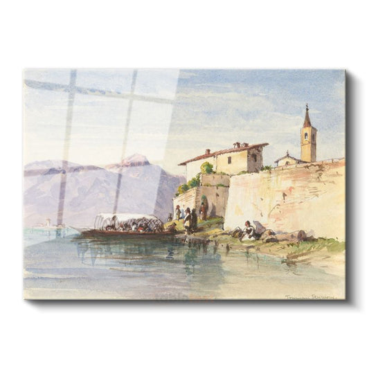 William Turner - İtalyan Göl Manzarası Cam Tablo