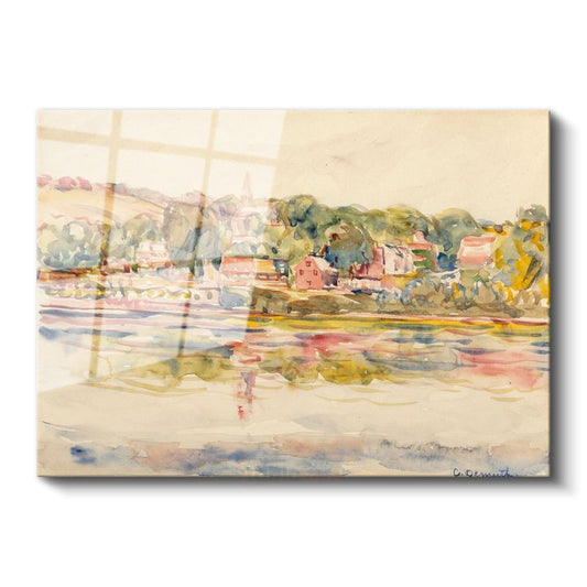 Paul Cézanne - Nehir Kıyısı Manzarası Cam Tablo