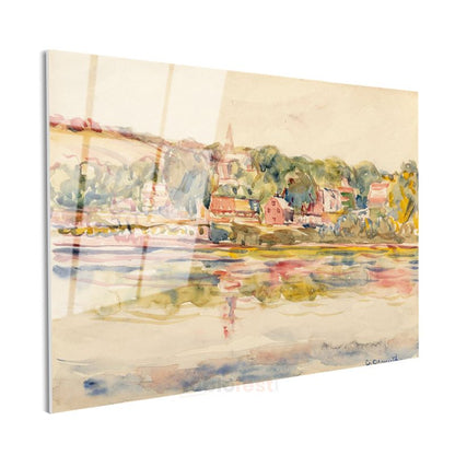 Paul Cézanne - Nehir Kıyısı Manzarası Cam Tablo