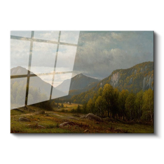Albert Bierstadt - Dağ Vadisi Manzarası Cam Tablo