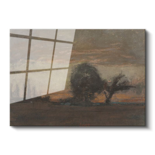 George Inness - Günbatımı Manzarası Cam Tablo