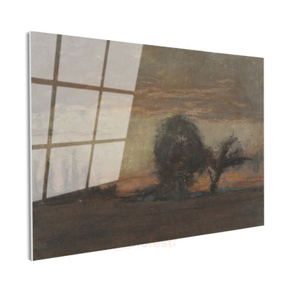 George Inness - Günbatımı Manzarası Cam Tablo