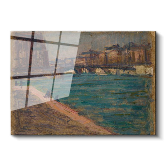 Claude Monet - Seine Nehri Üzerinde Köprü Cam Tablo