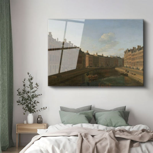 Jan van der Heyden - Amsterdam Kanalı Cam Tablo