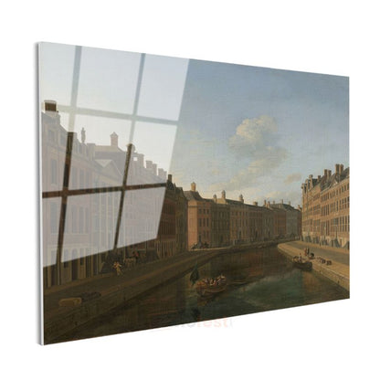 Jan van der Heyden - Amsterdam Kanalı Cam Tablo
