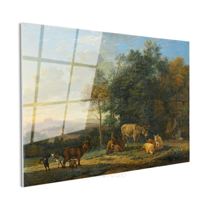 Karel Dujardin - Çiftlik Hayvanları Cam Tablo