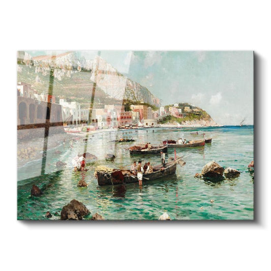 Federico Nerly - Capri Kıyıları Cam Tablo