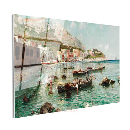 Federico Nerly - Capri Kıyıları Cam Tablo