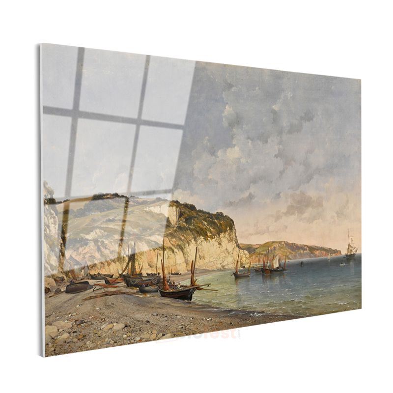 Eugène Boudin - Normandiya Sahili Cam Tablo
