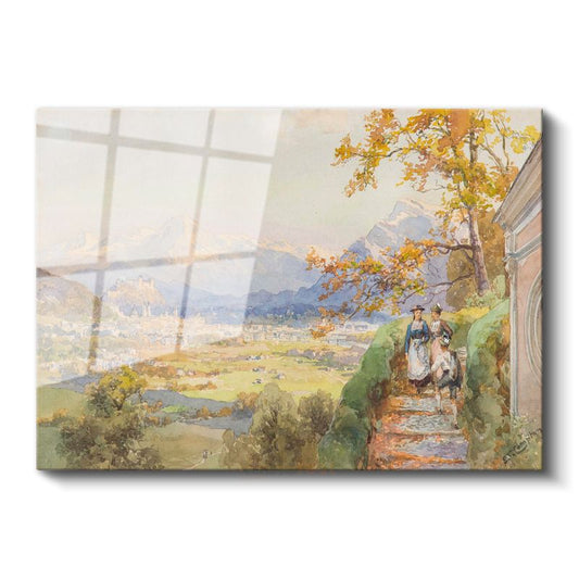 Edward Theodore Compton - Alp Manzarası Cam Tablo