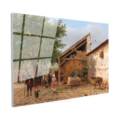Ludwig Munthe - Köy Çeşmesi Cam Tablo