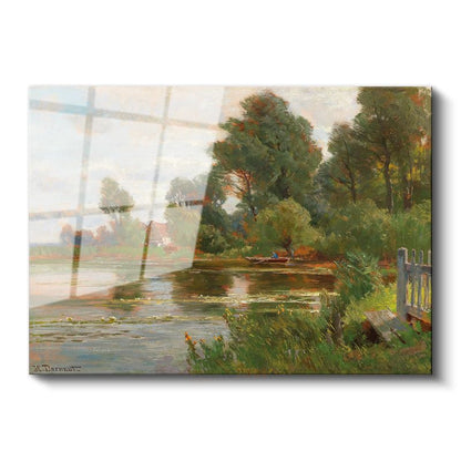 Henri Harpignies - Nehir Kıyısı Cam Tablo