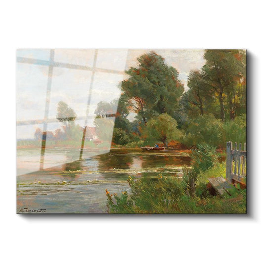 Henri Harpignies - Nehir Kıyısı Cam Tablo