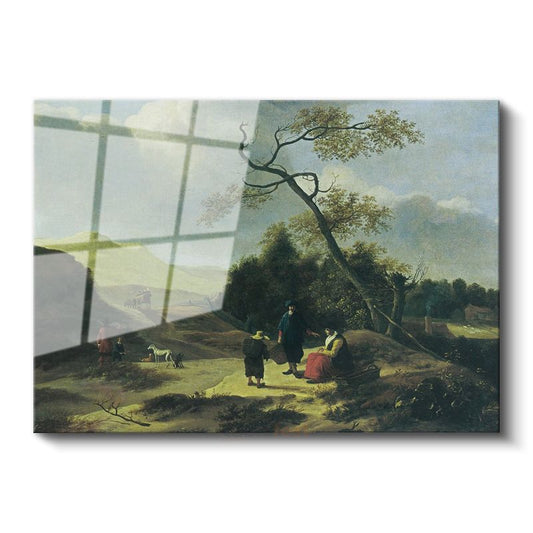Jan van Goyen - Kırsal Yolda Yolcular Cam Tablo