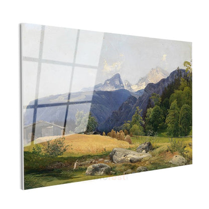 Albert Bierstadt - Alp Dağları Manzarası Cam Tablo
