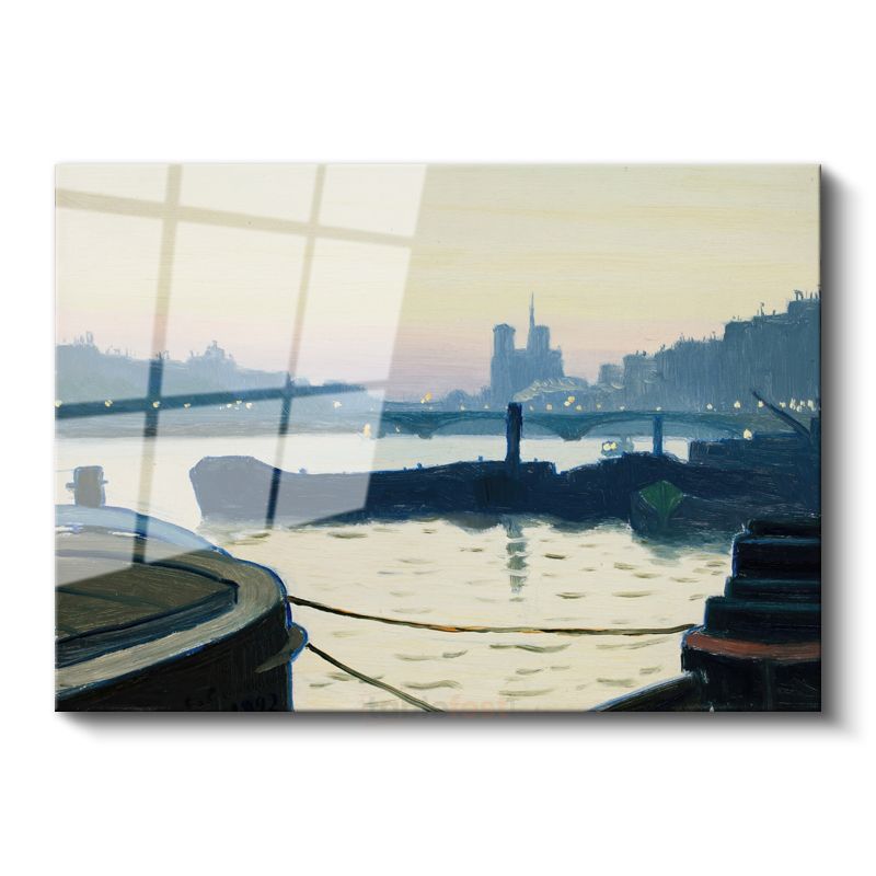 Edward Hopper - Seine Nehri Gece Görünümü Cam Tablo