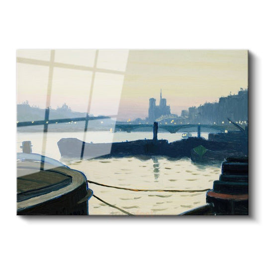 Edward Hopper - Seine Nehri Gece Görünümü Cam Tablo