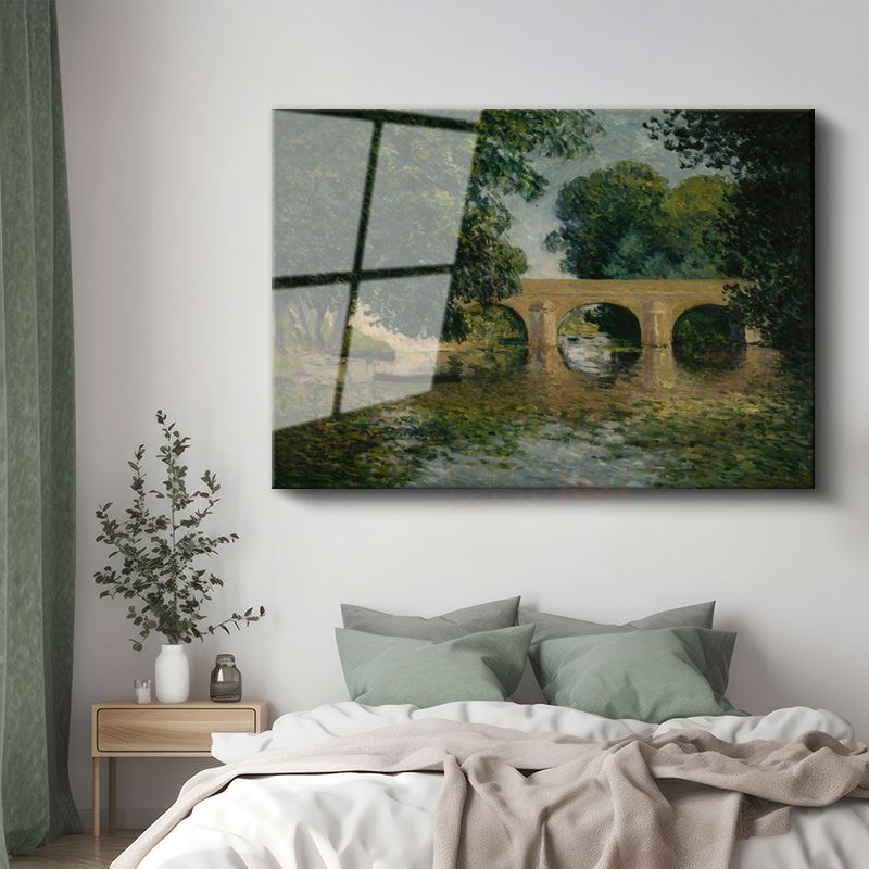Claude Monet - Nehir Üzerindeki Köprü Cam Tablo