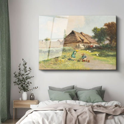 David Teniers - Kır Evi Önünde Çocuklar Cam Tablo