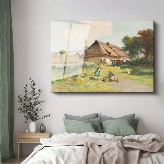 David Teniers - Kır Evi Önünde Çocuklar Cam Tablo