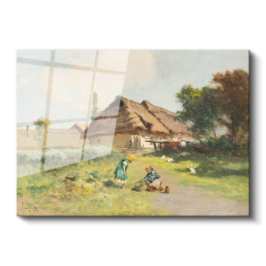 David Teniers - Kır Evi Önünde Çocuklar Cam Tablo
