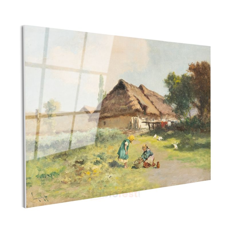 David Teniers - Kır Evi Önünde Çocuklar Cam Tablo