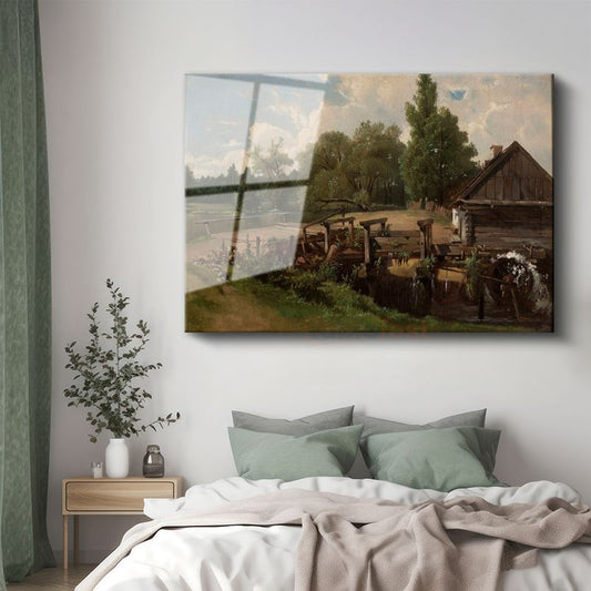 Ivan Shishkin - Kır Evi ve Değirmen Cam Tablo