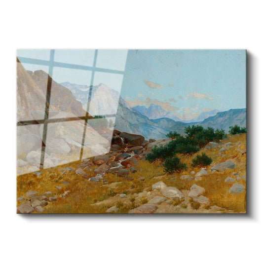Albert Bierstadt - Dağ Manzarası Cam Tablo