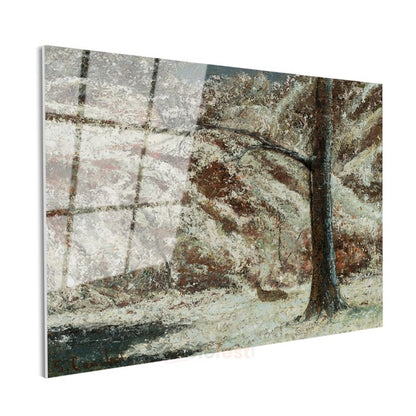 Gustave Courbet - Kış Ormanı Cam Tablo