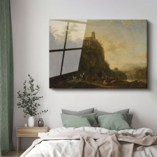Claude Lorrain - Kayalıklarda Çoban Cam Tablo
