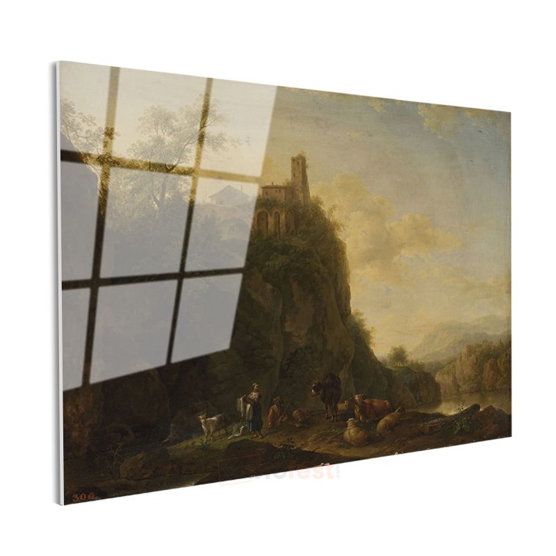 Claude Lorrain - Kayalıklarda Çoban Cam Tablo