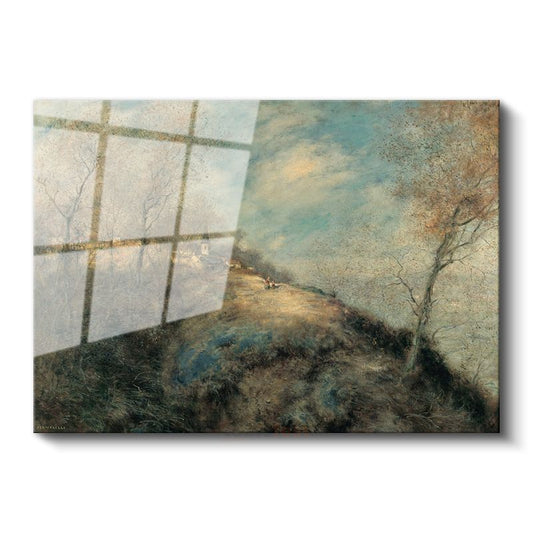 Jean-Baptiste-Camille Corot - Tepedeki Köy Cam Tablo