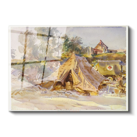 John Singer Sargent - Savaş Kampı Cam Tablo