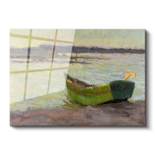 Claude Monet - Yeşil Tekne Manzarası Cam Tablo