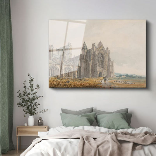 J.M.W. Turner - Melrose Manastırı Cam Tablo