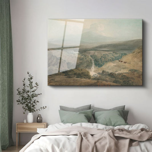 J.M.W. Turner - Vadideki Şelale Manzarası Cam Tablo