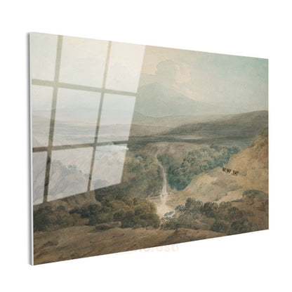 J.M.W. Turner - Vadideki Şelale Manzarası Cam Tablo