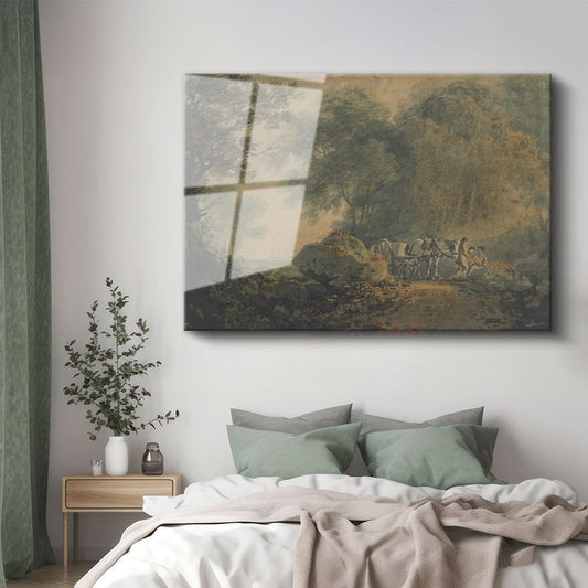 Thomas Gainsborough - Orman Yolunda Yolculuk Cam Tablo