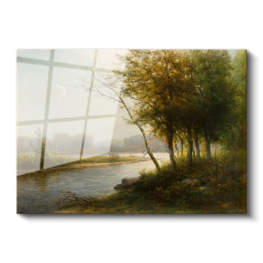 Jean-Baptiste-Camille Corot - Nehir Kenarında Ağaçlar Cam Tablo