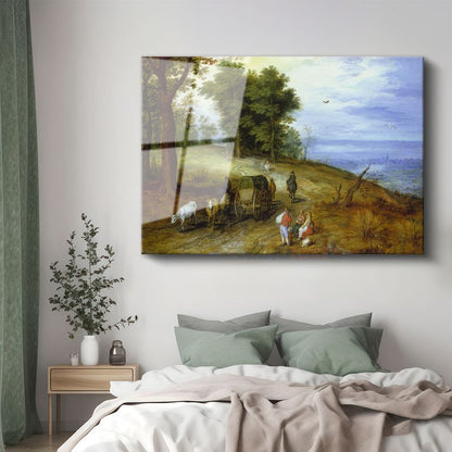 Jan Brueghel - Kırsal Yolda Yolculuk Cam Tablo