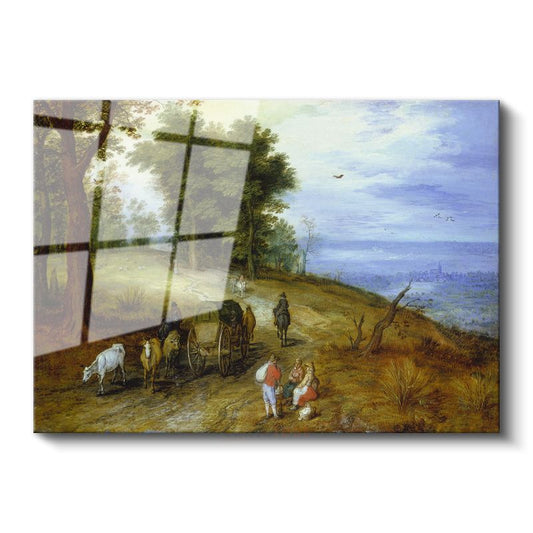 Jan Brueghel - Kırsal Yolda Yolculuk Cam Tablo