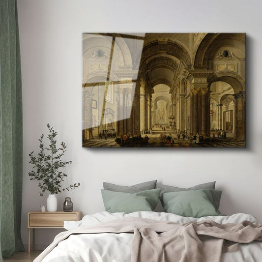 Giovanni Paolo Panini - Katedral İç Mekanı Cam Tablo